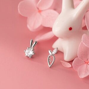 NWT Bunny Rabbit Earrings Sterling Silver Animal Jewelry Cute Gifts Presents Her
